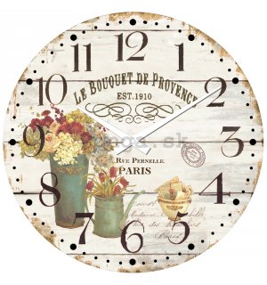 Nástenné sklenené hodiny: Le Bouquet de Provence - 30 cm