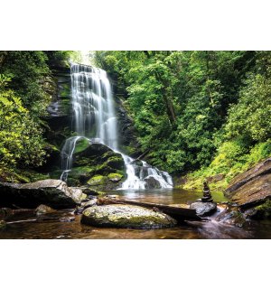 Fototapeta vliesová: Biely vodopád v lese - 368x254 cm