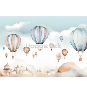 Fototapeta vliesová: For kids fairytale watercolour balloons - 416x254 cm